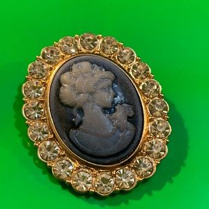 Unique blue cameo brooch lady vivianne pin